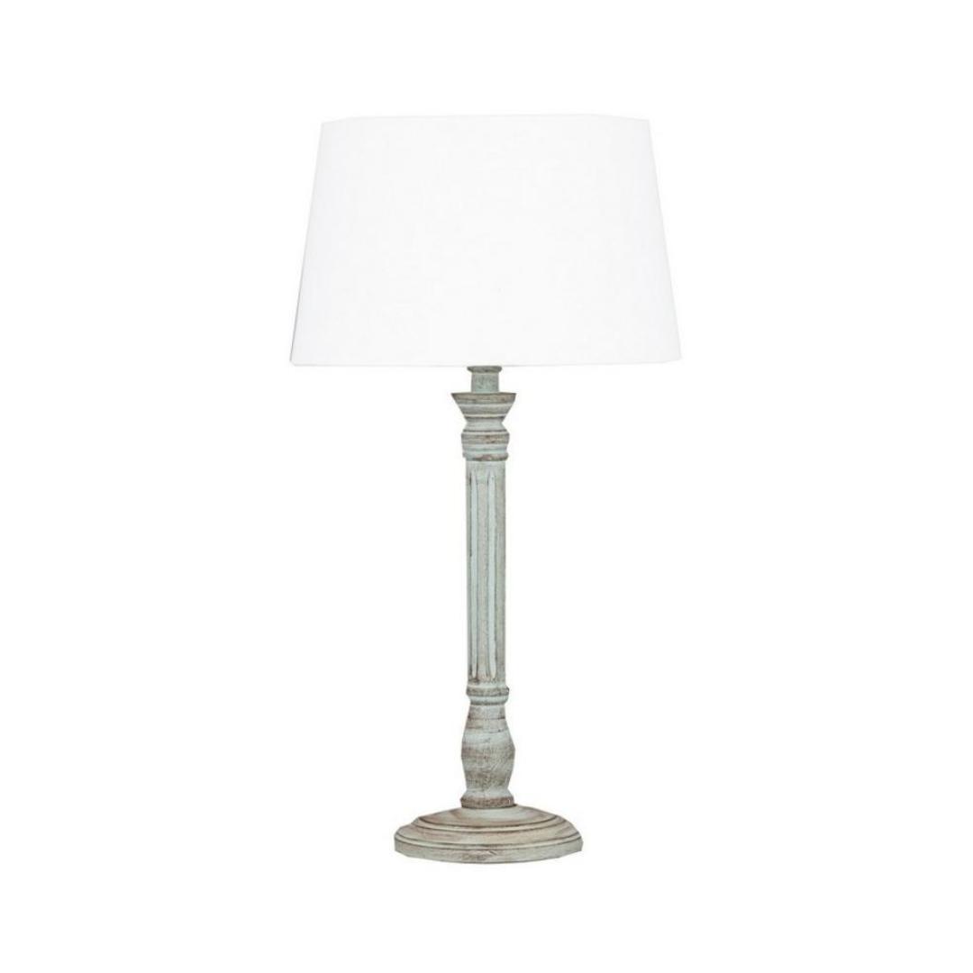 Table Lamp Antique Green Wash and White Shade image 0